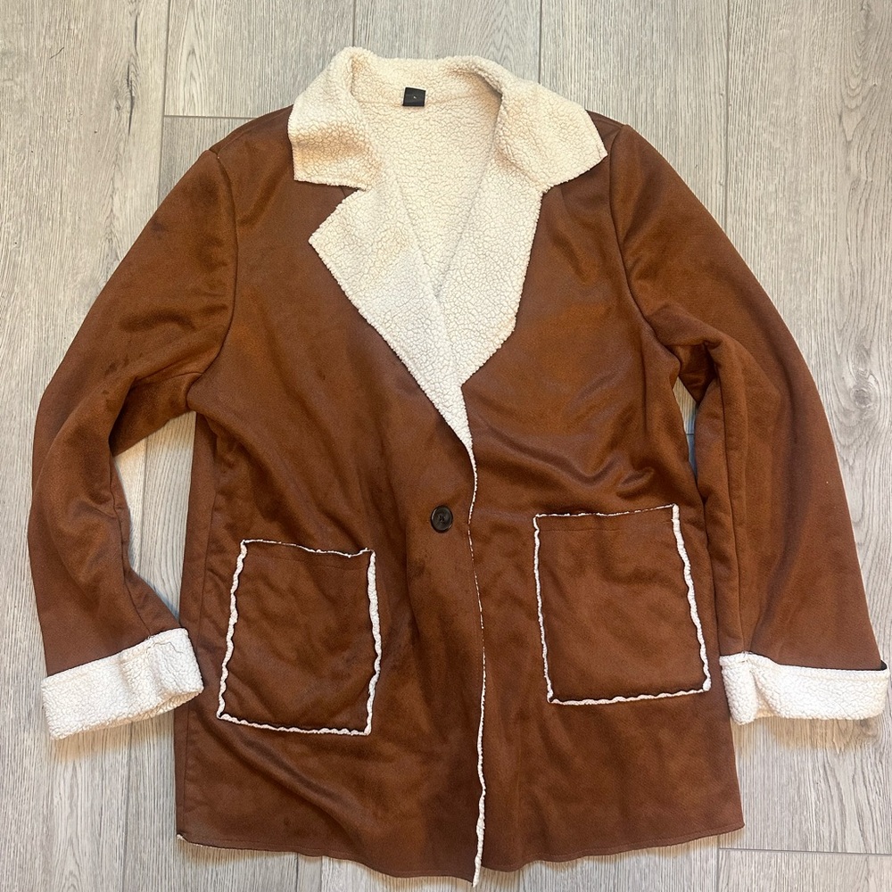 Brown Teddy Jacket with Cream Accents